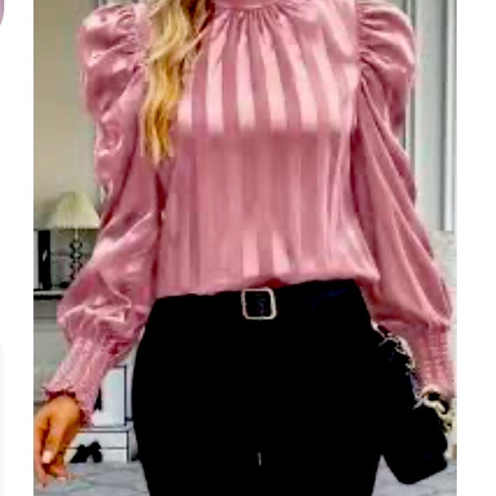 Elegant Dusty Rose Pink Striped Women's Blouse